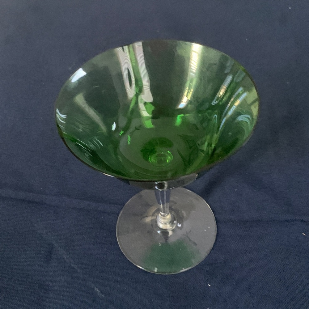Elegant Green depression glass goblet